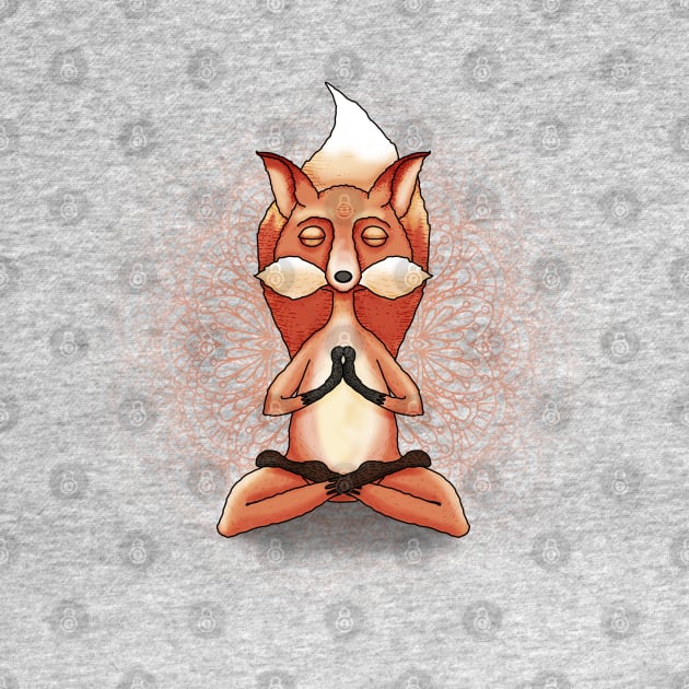 Zen Fox Meditating in Mandala by Jitterfly